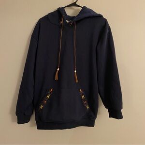 Navy Blue Sweater with Embroidered Accents